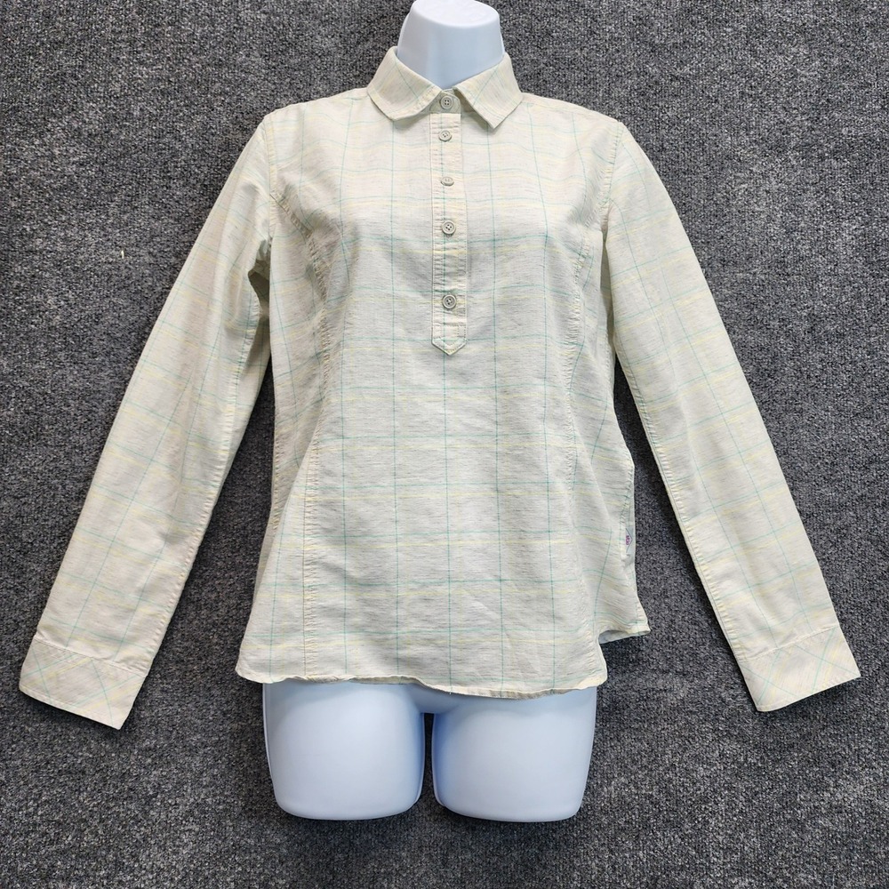 Stio Womens Plaid Cotton Linen Hiking Gorpcore Outdoor Pullover Shirt XS Preppy
